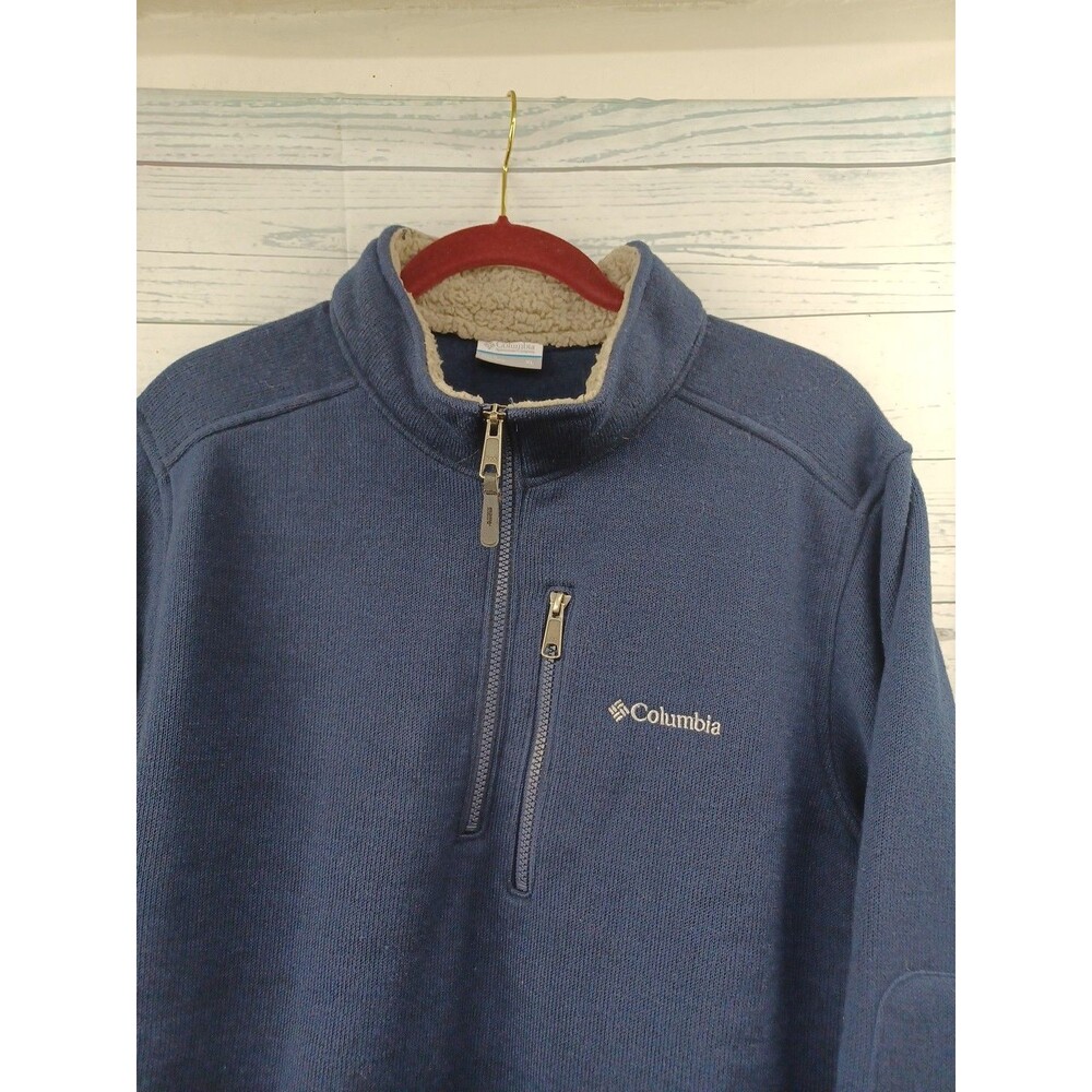 Columbia Sweater XL Gray Fleece Quarter Zip Pullover Long Sleeve Zip Pocket Mens - Picture 2 of 6